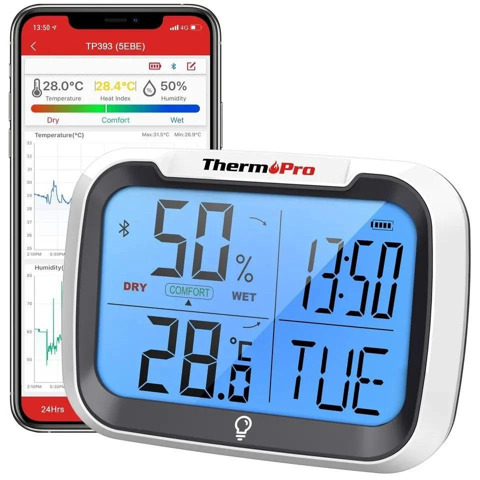 Термогігрометр ThermoPro TP393 цифрова метеостанція із зовнішнім датчиком Bluetooth 5.0 Smart App Silver (86111) - фото 2