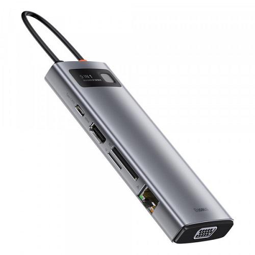 Док-станція Baseus CAHUB-CU0G USB-C Power Delivery 100W 9в1 Grey (10920358) - фото 3