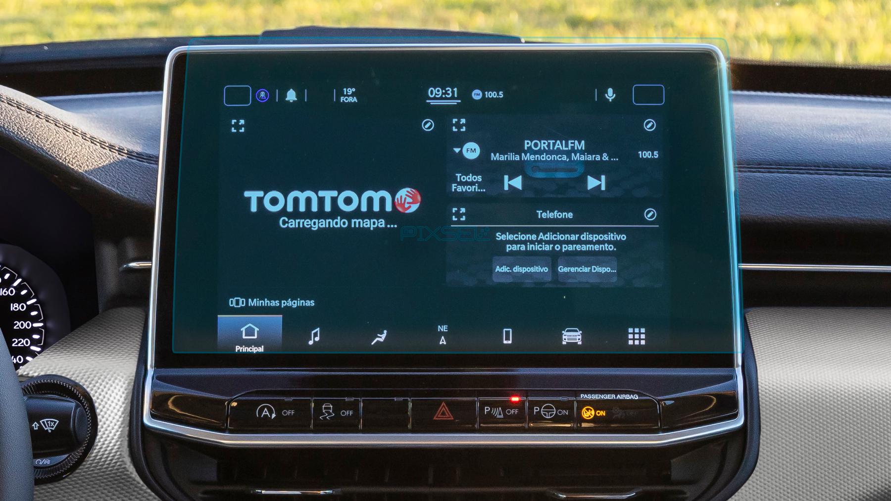 Стекло защитное Pixsel гибридный глянец на монитор JEEP COMPASS 12,5“ 2021