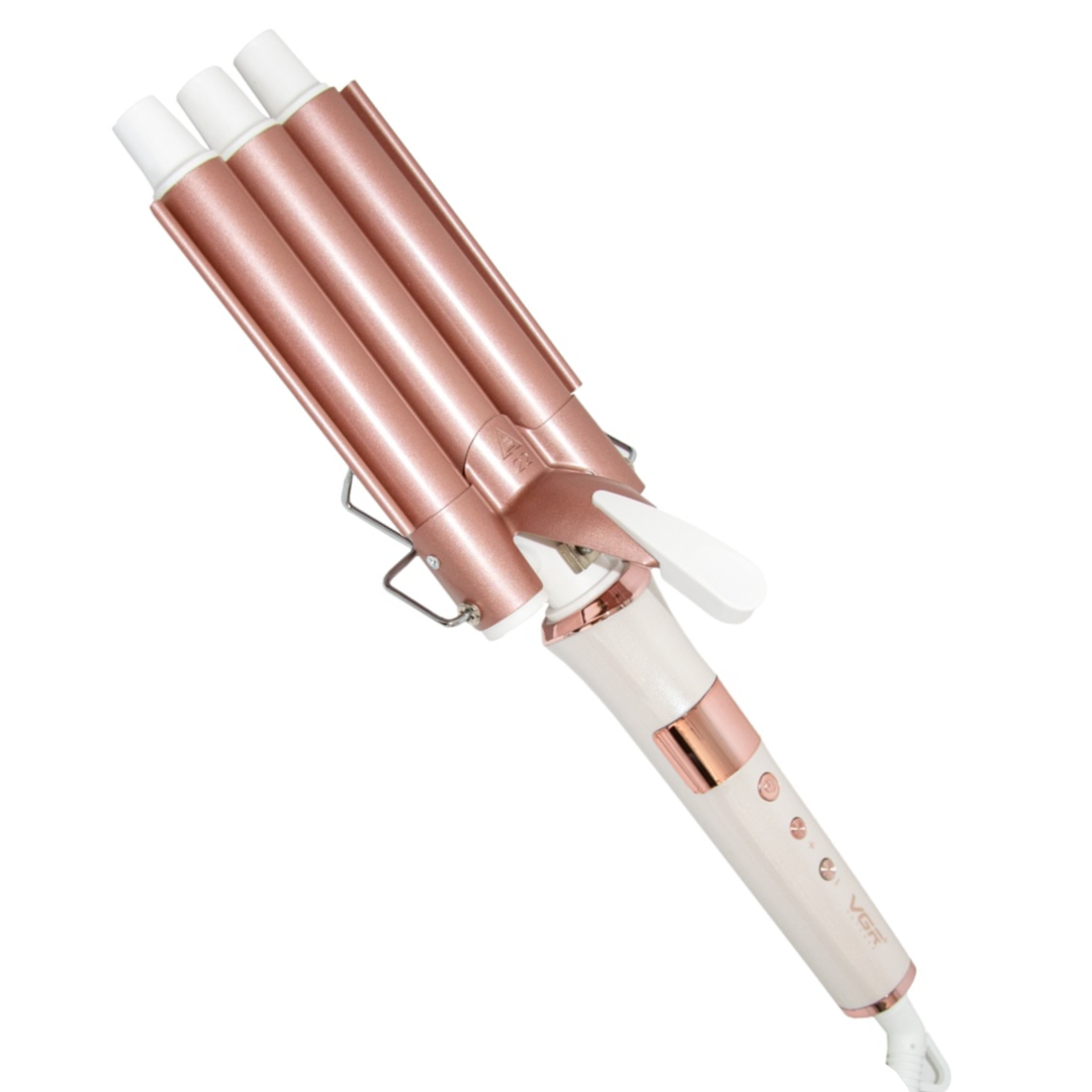 Плойка для волосся хвилі VGR Professional Curl три хвилі для локонів з керамічним покриттям 90 Вт