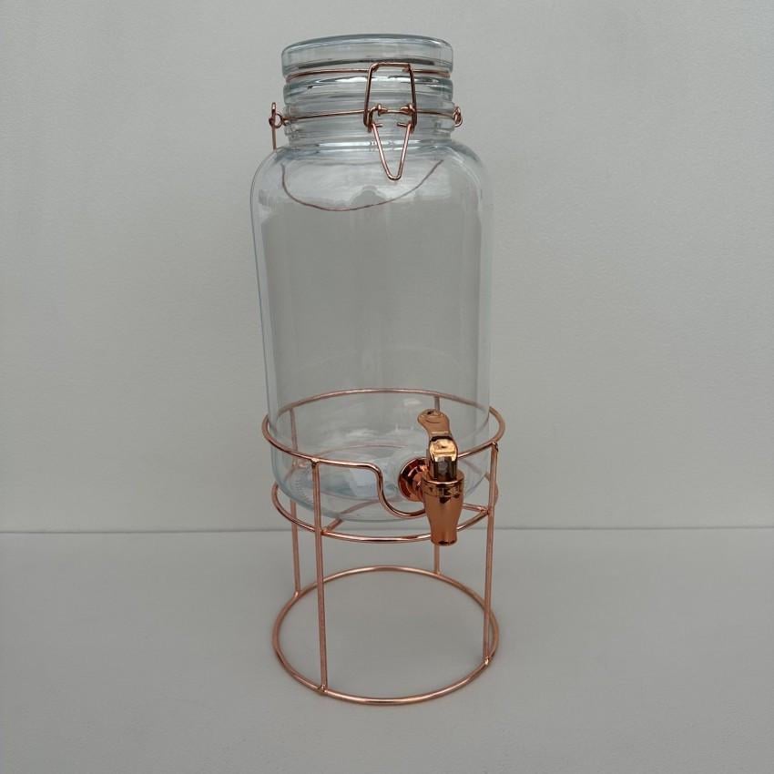 Лимонадник стеклянный S&T 9036 со стеклянной крышкой на подставке 4 л Бронзовый (2640390374) - фото 3