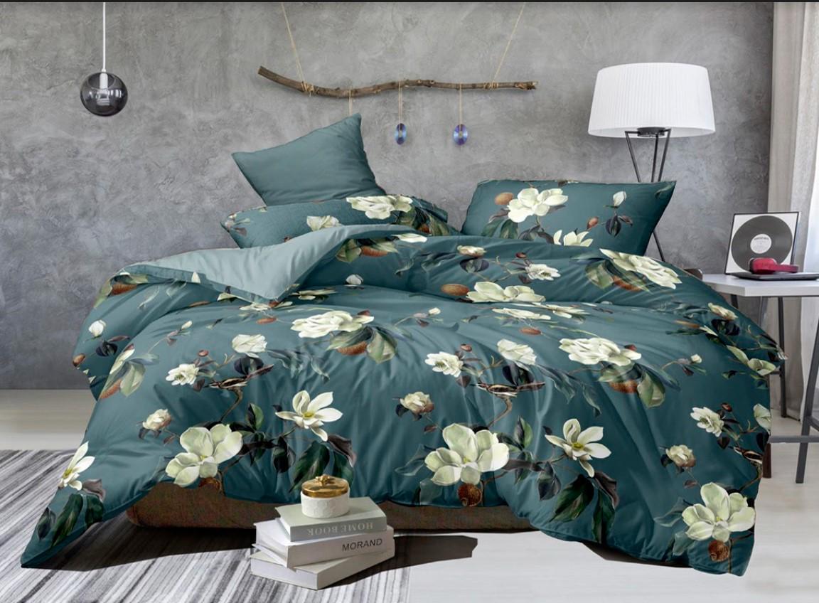 Комплект постельного белья Zastelli 4342 Цветы зеленые бязь евро 200х220