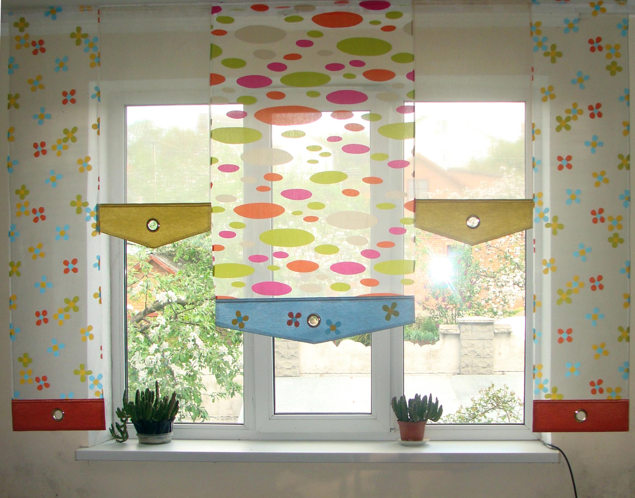 Комплект панельных занавесок Firanka Ромашки 5 шт. карниз 220 см Разноцветный (27п)