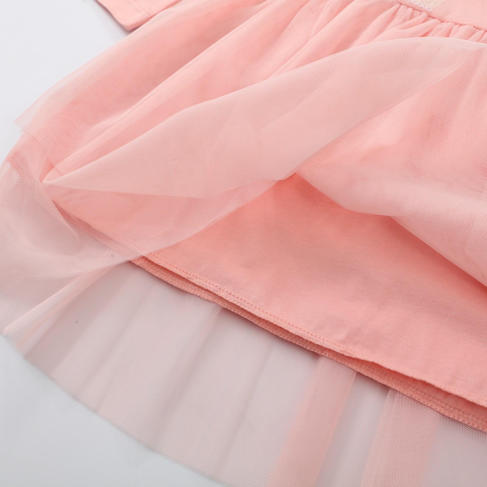 Платье детское с единорогом короткий рукав 92 см Пудровый (23992113) - фото 4 Платье детское с единорогом короткий рукав 92 см Пудровый (23992113) - фото 4