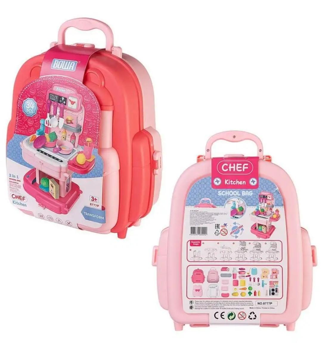 Детская кухня в рюкзаке с полным набором посуды и продуктами 34 предметов (120) - фото 2 Детская кухня в рюкзаке с полным набором посуды и продуктами 34 предметов (120) - фото 2