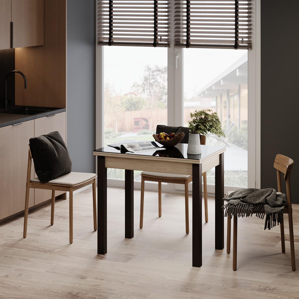 Стол-трансформер обеденный ART IN HEAD Dinner Glass ЛДСП раскладной 90/30х60/30 см Гикори рокфорд светлый/Венге/Графитовый (TB16060600202) - фото 2 Стол-трансформер обеденный ART IN HEAD Dinner Glass ЛДСП раскладной 90/30х60/30 см Гикори рокфорд светлый/Венге/Графитовый (TB16060600202) - фото 2