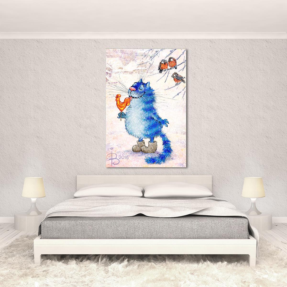 Модульная картина Сладкая жизнь Кот и петух 1 модуль размером 30х45 см (_rinaz_20162225006)