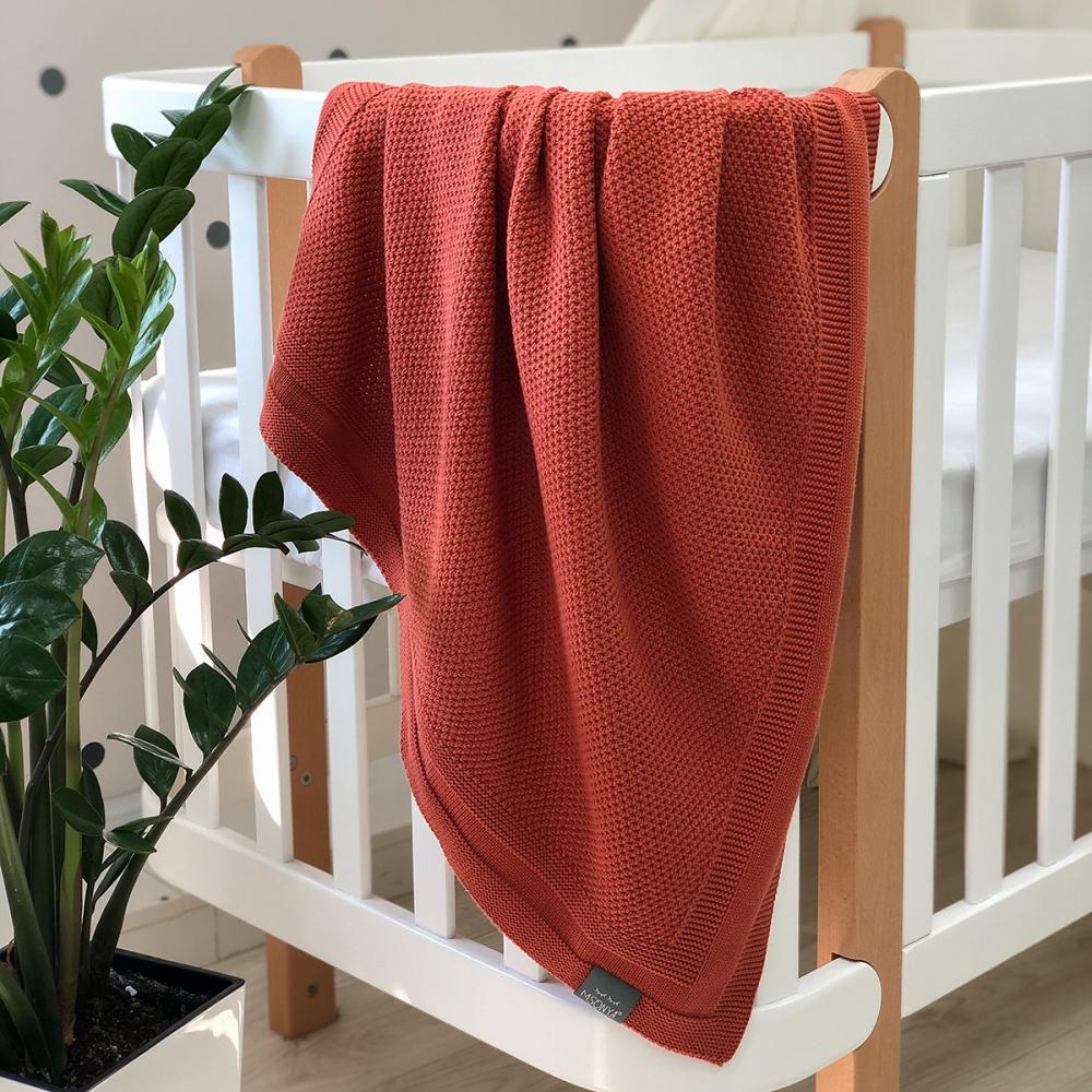 Плед дитячий Рогожка бавовна Теракотовий