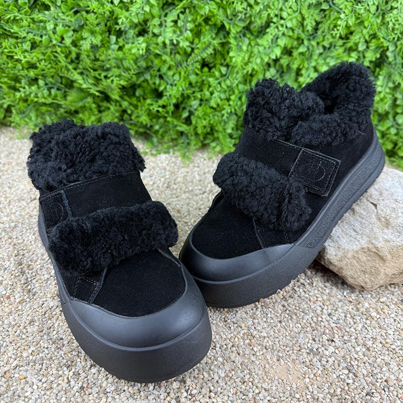 Уггі жіночі замшеві на платформі короткі Е-005092-1 p. 38 24,5 см Чорний (117576563)