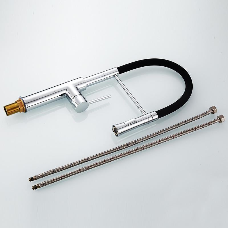 Змішувач кухонний з висувним виливом кран два режими води що обертається на 360 градусів WanFan Чорний/Хром - фото 4 Змішувач кухонний з висувним виливом кран два режими води що обертається на 360 градусів WanFan Чорний/Хром - фото 4