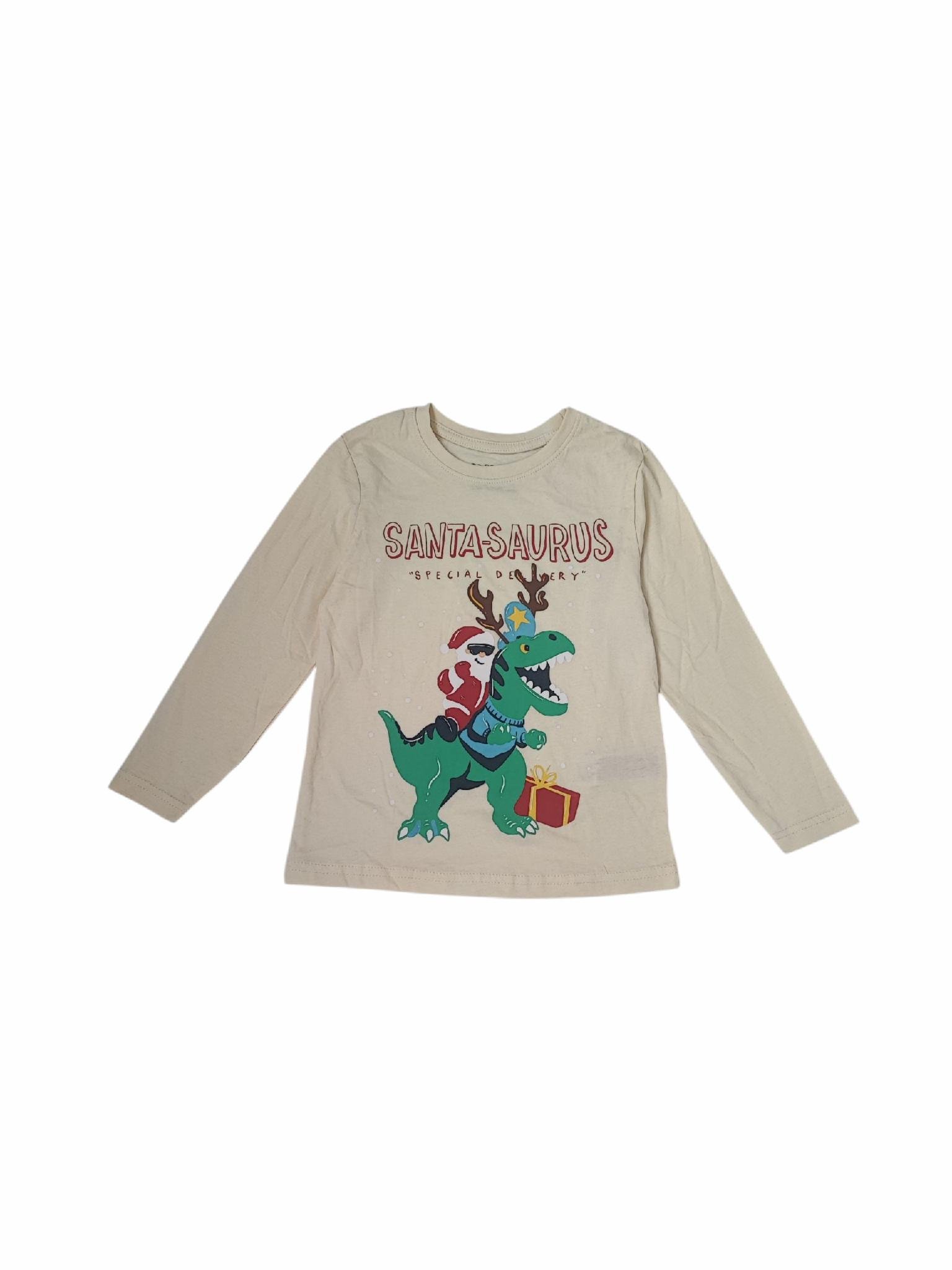 Лонгслів дитячий новорічний для хлопчика PRIMARK 110 см Кремовий (25101060B)