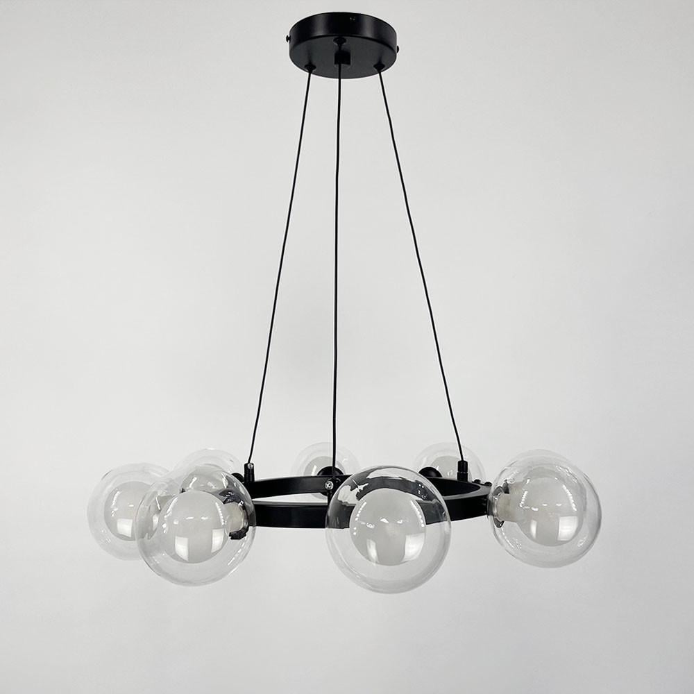 Люстра кольцевая с 8 двойными плафонами Ø 50 см Черный (MJ207/8 BK)