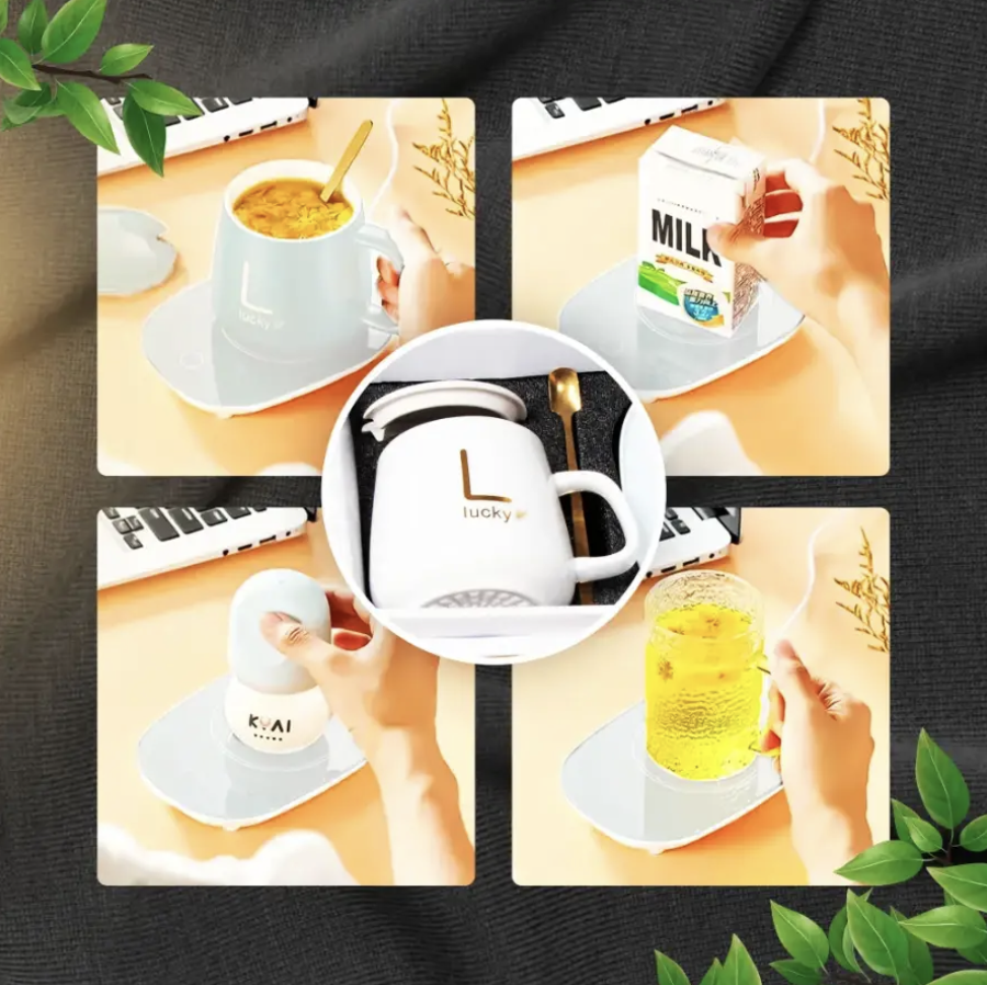 Подарочный набор керамическая чашка 380 мл с подогревом от сети/крышка/подставка и ложка Белый (Е500284) - фото 6 Подарочный набор керамическая чашка 380 мл с подогревом от сети/крышка/подставка и ложка Белый (Е500284) - фото 6