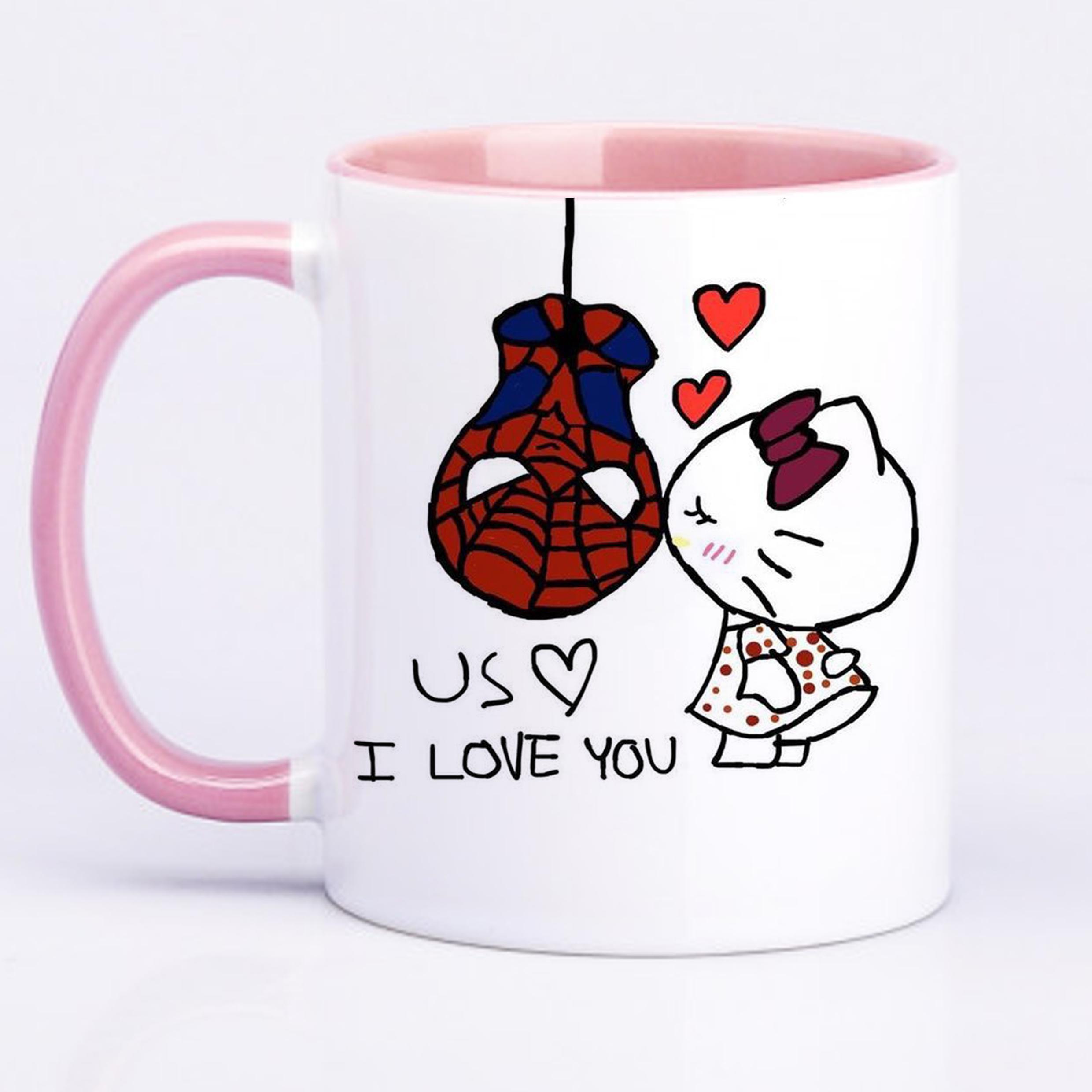 Чашка с принтом Us I love you 330 мл Розовый (17748)