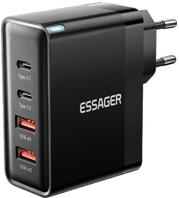 Зарядное устройство Essager Grace 100W GaN 2 Type-C/2 Type-A Черный (ESS205) Зарядное устройство Essager Grace 100W GaN 2 Type-C/2 Type-A Черный (ESS205)