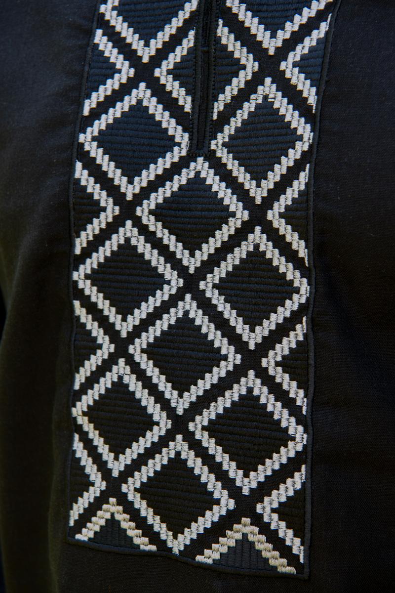 Вышиванка мужская из льна с длинным рукавом 4XL Черный (1894349954) - фото 4 Вышиванка мужская из льна с длинным рукавом 4XL Черный (1894349954) - фото 4