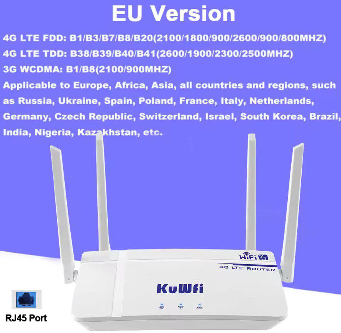 Маршрутизатор KuWfi CAT4 4G LTE SIM WAN/LAN Wireless Router WIFI6 - фото 5