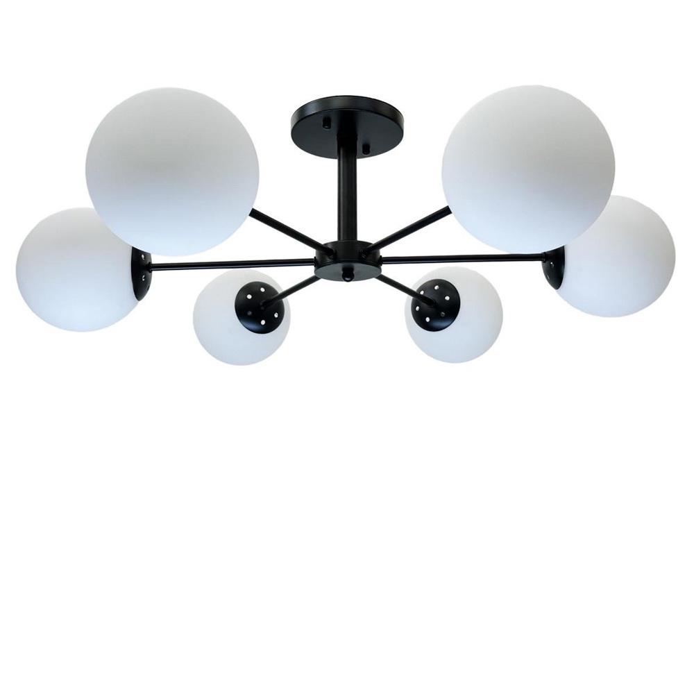 Люстра молекула стельова Light House SH-20387/6 BK 780х780х260 E27 плафони білі Чорний