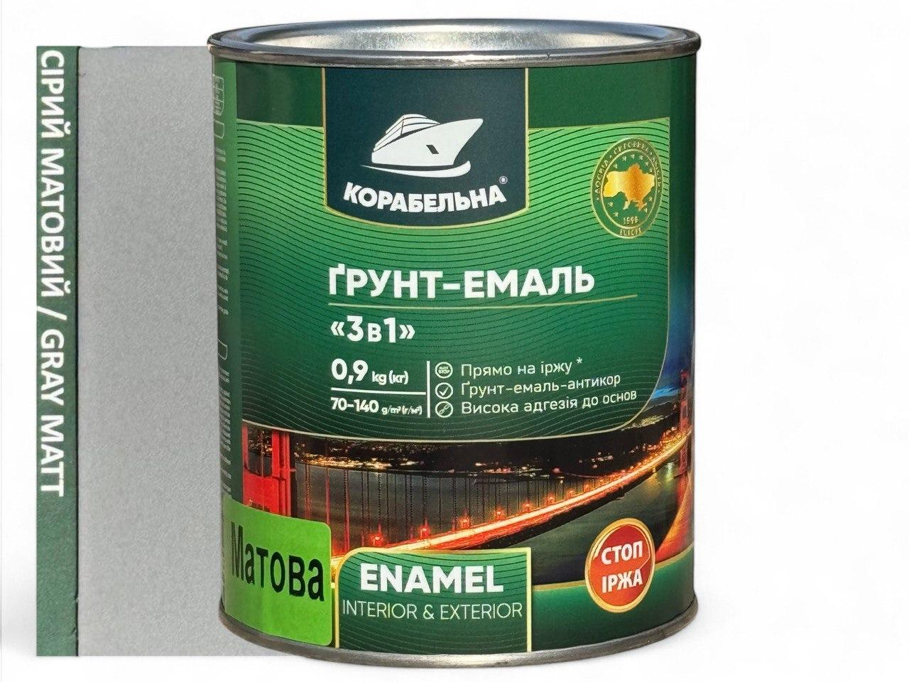 Грунт-эмаль Корабельная 0,9 кг Серый матовый (23812773)