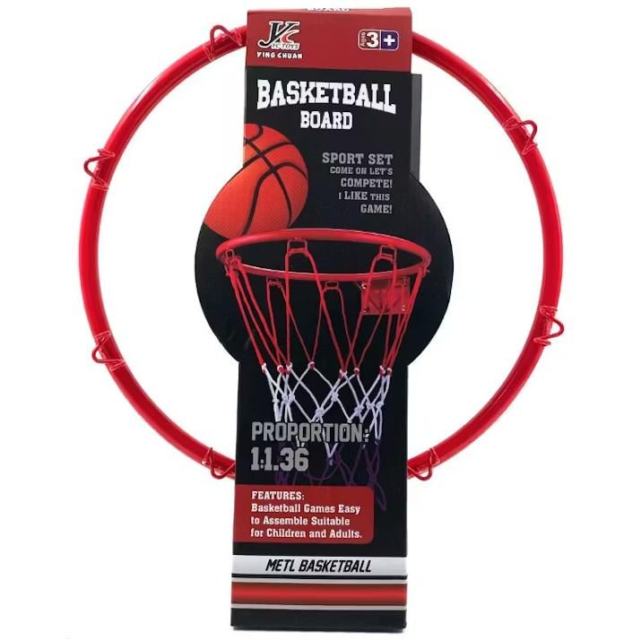 Баскетбольное кольцо металлическое с сеткой и креплением 32 см (32179044) Баскетбольное кольцо металлическое с сеткой и креплением 32 см (32179044)