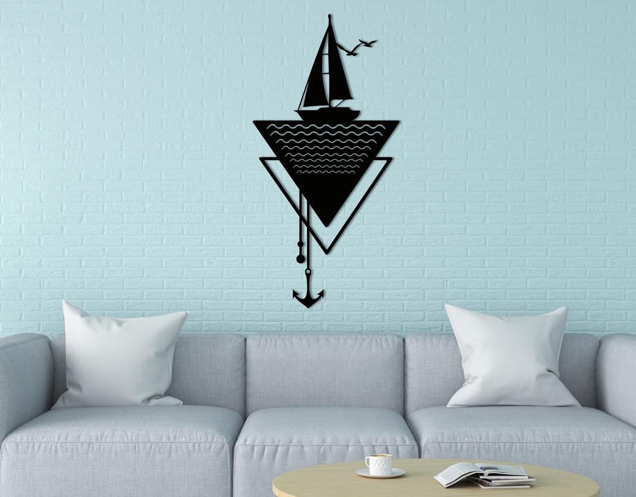 Декоративное панно на стену Upwood Decor Ship 90х45 см Black (1580090607)