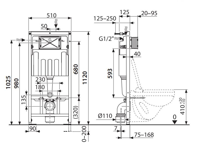 Инсталляция Cersanit Tech Line Opti с кнопкой Opti B2 + унитаз Virgo CleanOn с сиденьем (CR SET В604 S701-633) - фото 4