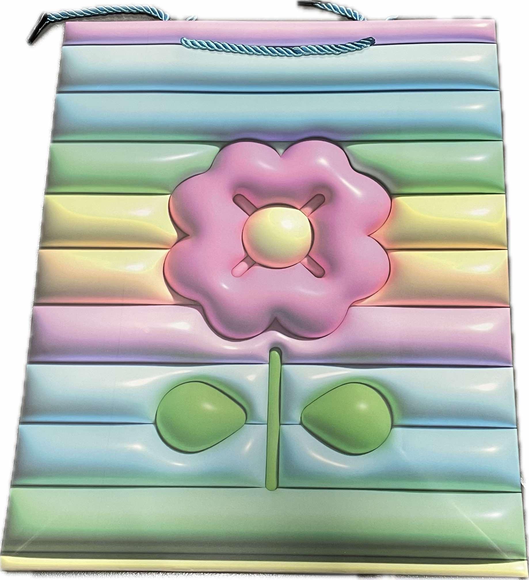 Пакет подарочный бумажный Stenson R96980-M Rainbow Цветок 3D с ручками 26х32х12 см