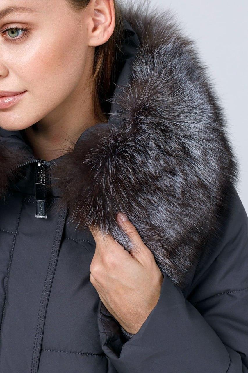 Куртка-пуховик жіноча з натуральним хутром р. 56 Темно-сірий (7601/56) - фото 6 Куртка-пуховик жіноча з натуральним хутром р. 56 Темно-сірий (7601/56) - фото 6