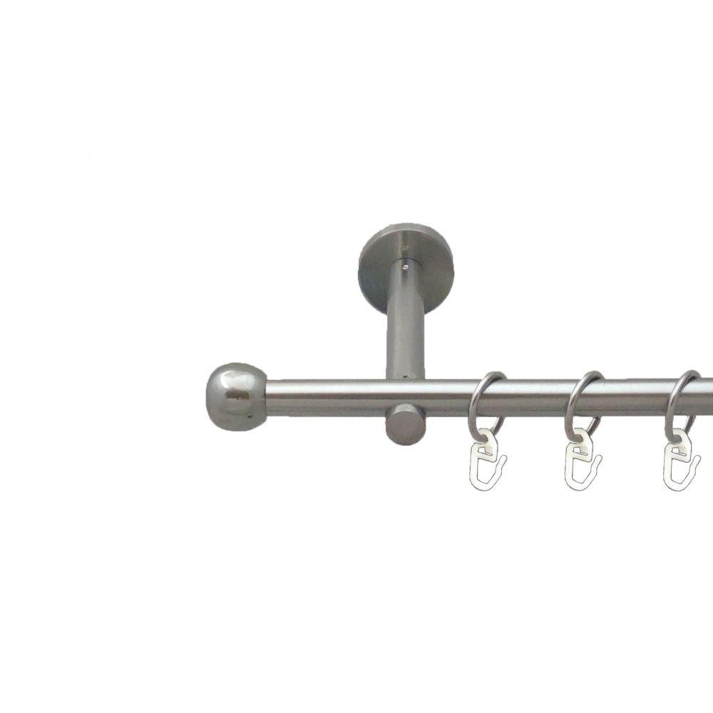 Карниз металлический Orvit Шар Болонь однорядный цилиндр 16 см/гладкая труба/кольцо металлическое Нержавеющая Сталь 16 мм 200 см (5503110)