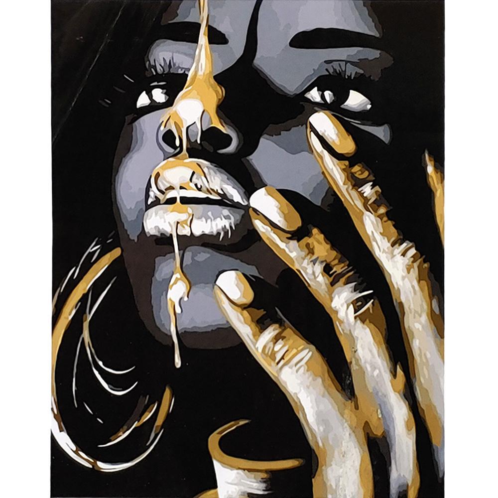 Картина по номерам Strateg Премиум Взгляд в золоте 40x50 см (SY6718)