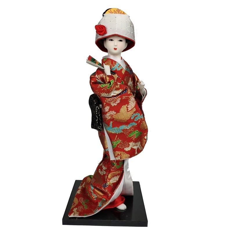 Лялька китайська Дівчина з віялом 30 см Червоний (C1054)