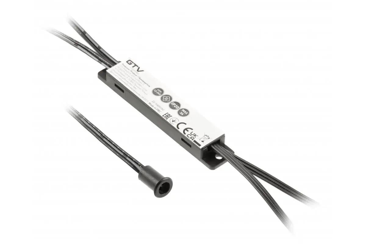 Выключатель бесконтактный GTV MIKRO IR 12 V/36 W 1 сенсор/кабели 2 м и 1,2 м Черный