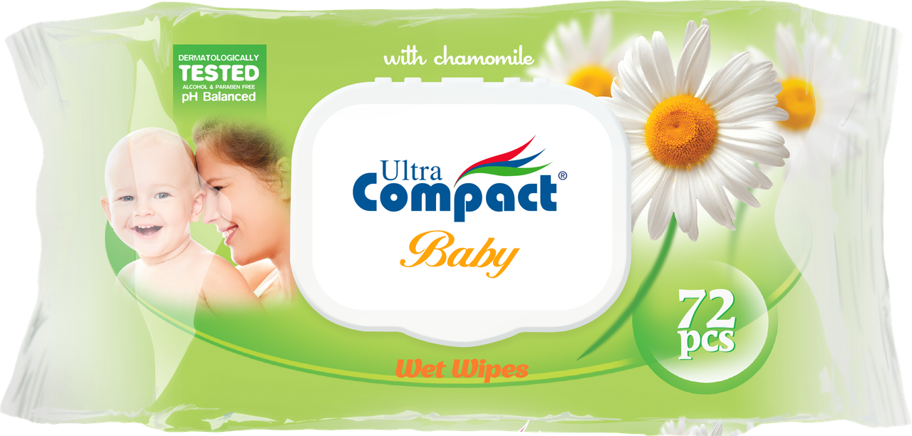 Вологі серветки дитячі Ultra Compact Ромашка з клапаном 72 шт. (2321564348)