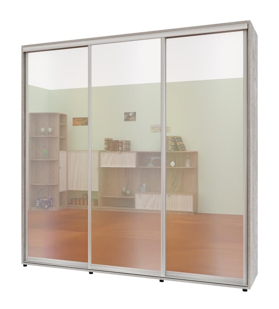 Шкаф-купе трехдверный Комфорт Мебель Зеркало Макси 230х60х220 см Бетон