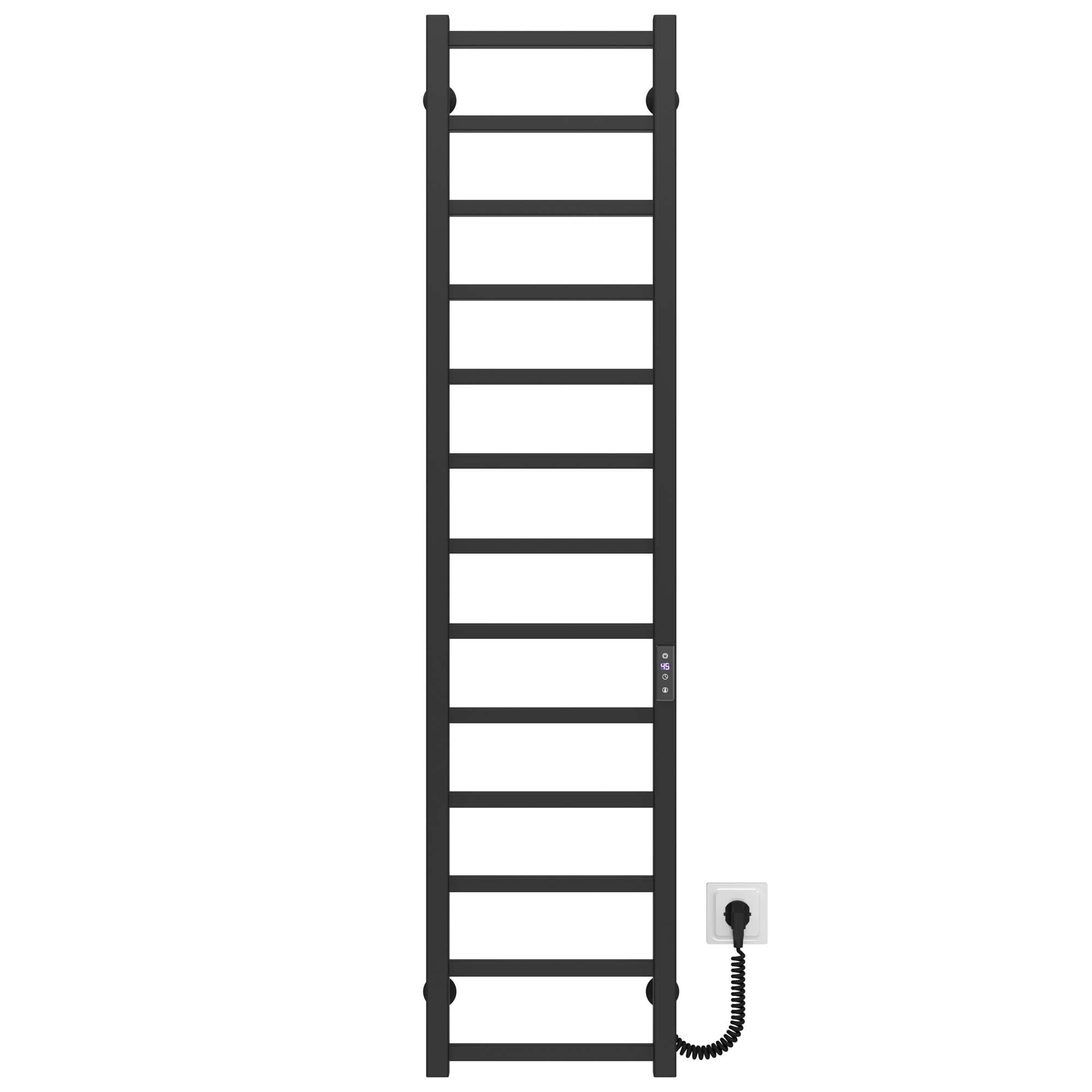 Полотенцесушитель электрический Deffi Forest П13 WD04 правое подключение нержавеющая сталь 200х1400 мм Черный (A.FR.140.20.13.EBR2)