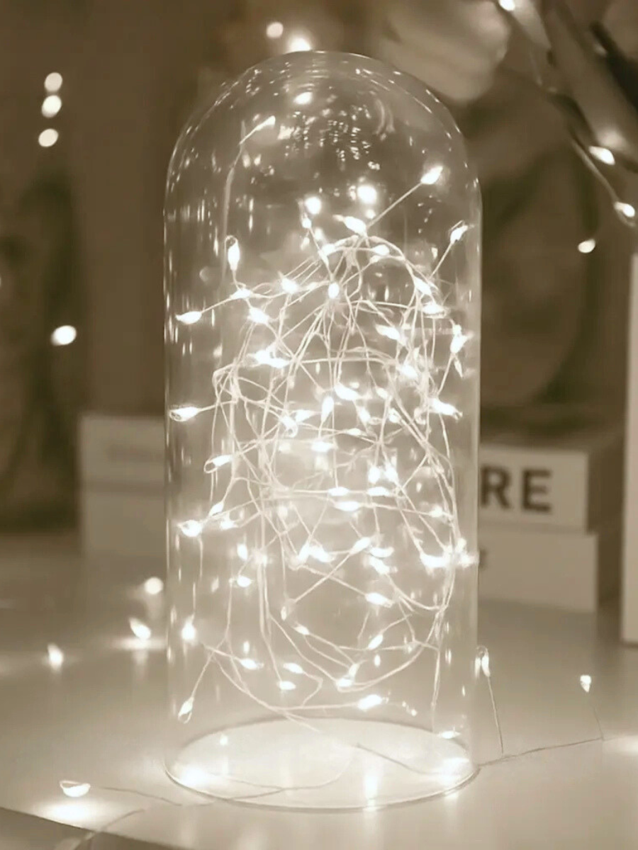 Гірлянда роса Мішура 20 м 600 LED 8 режимів Холодне біле світло/Прозорий дріт (6844834337) - фото 9