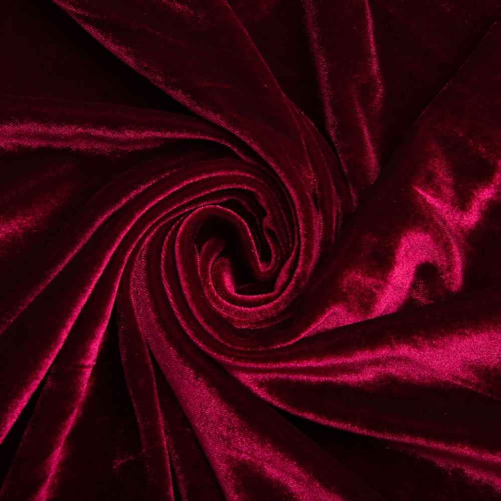 Ткань костюмная бархатная стрейчевая 300 гр/м2 Бордо (25363)