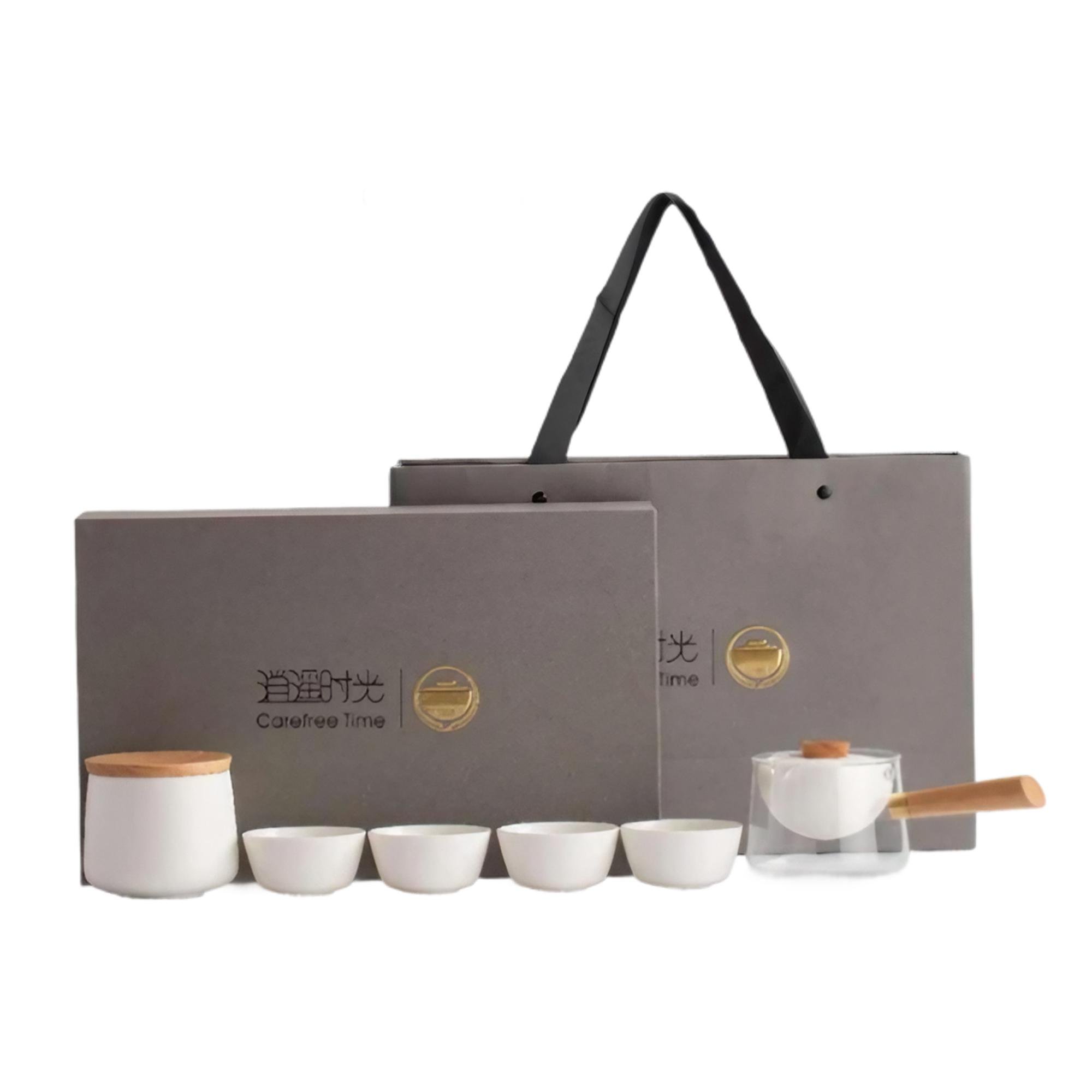 Чайний комплект зі скляним чайником/керамічним фільтром 4 піали та контейнер для чаю (11111124)