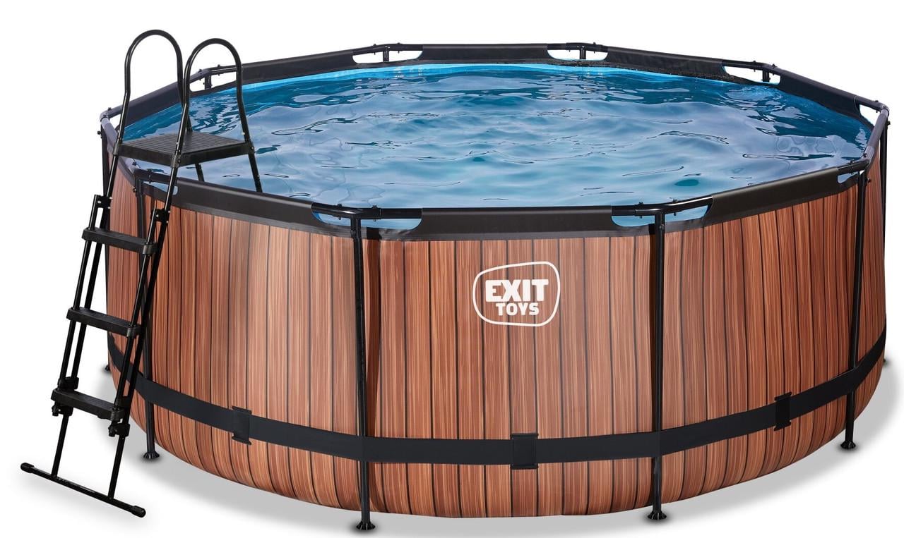 Басейн каркасний Exit Toys з накриттям і нагріванням води 360х122 см Дерево (2399305885) - фото 2