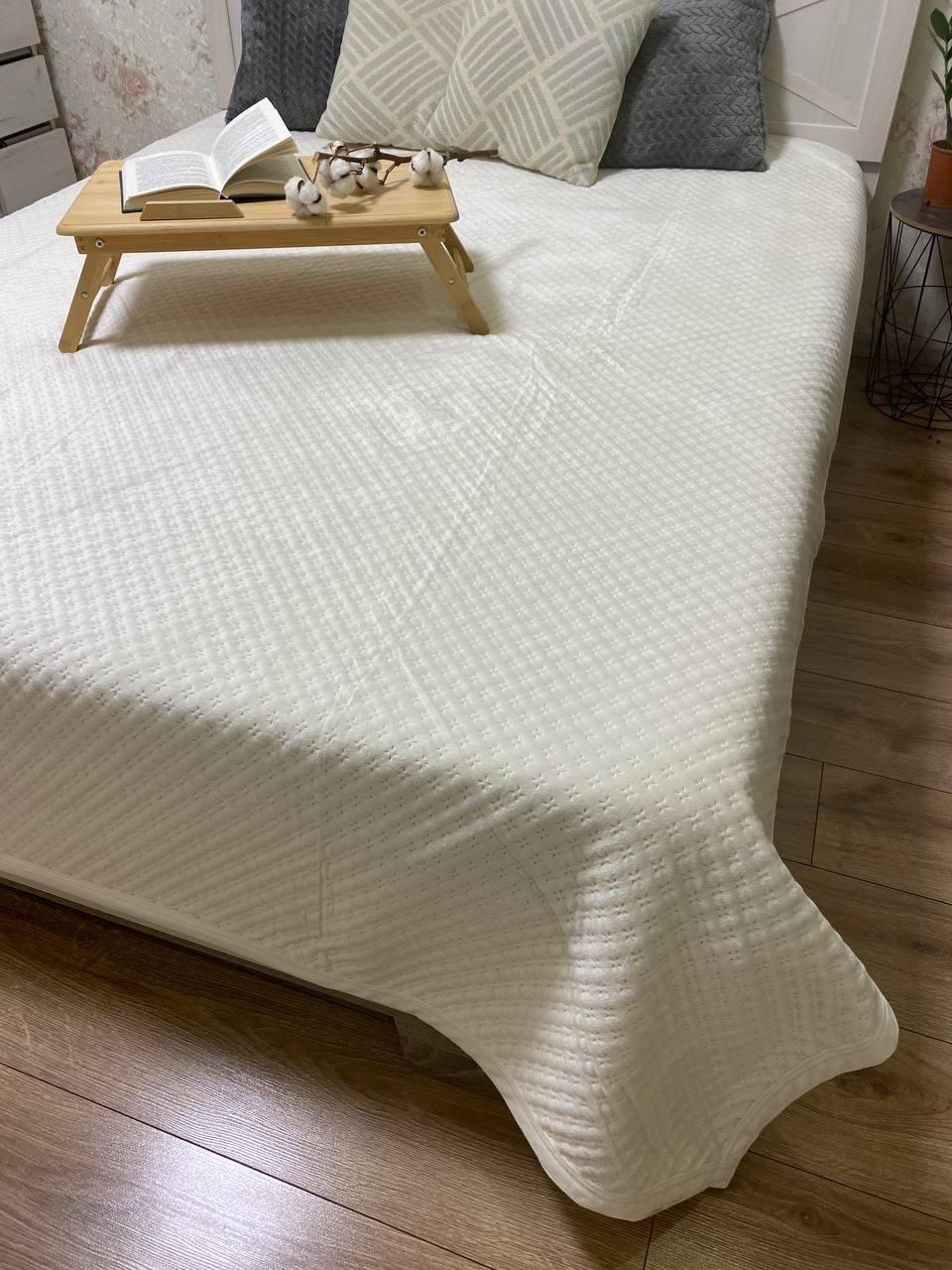 Покрывало Soty велюр евро 200х220 см Молочный (23993636)