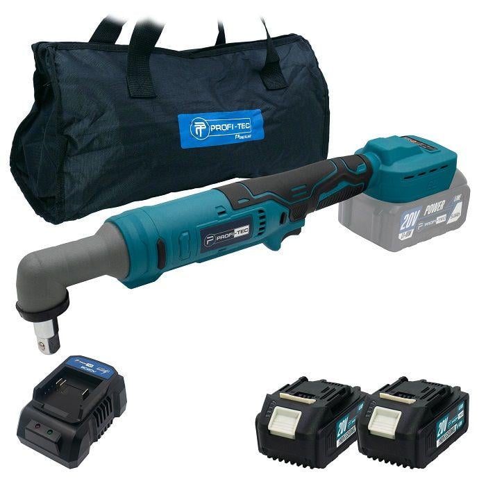 Гайковерт угловой аккумуляторный PROFI-TEC PWR1620BL 20V 160 Нм 1/4" 2хPT2040EP 4,0 Аг (006582)