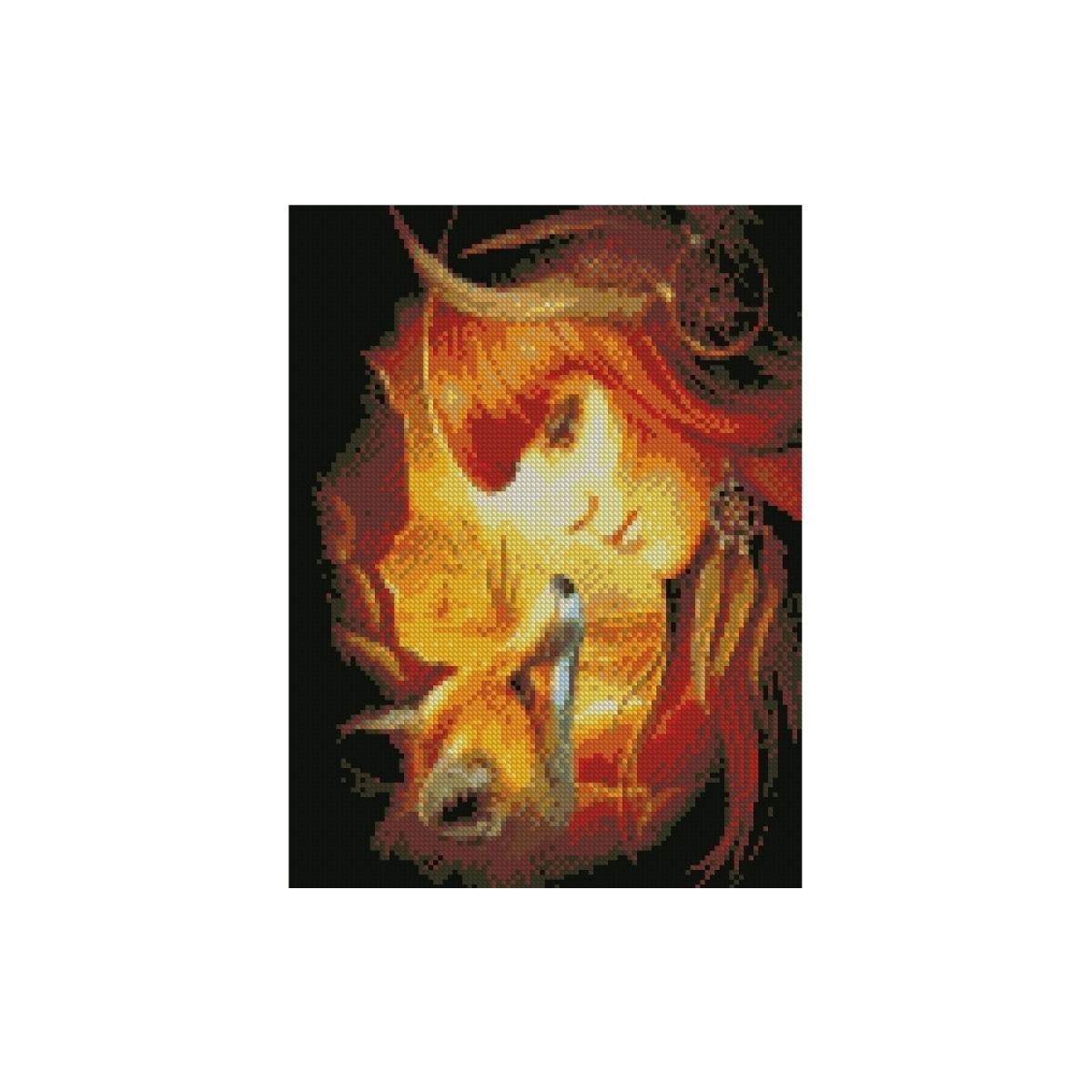 Алмазная мозаика HX367 Девушка и лиса 40x30 см