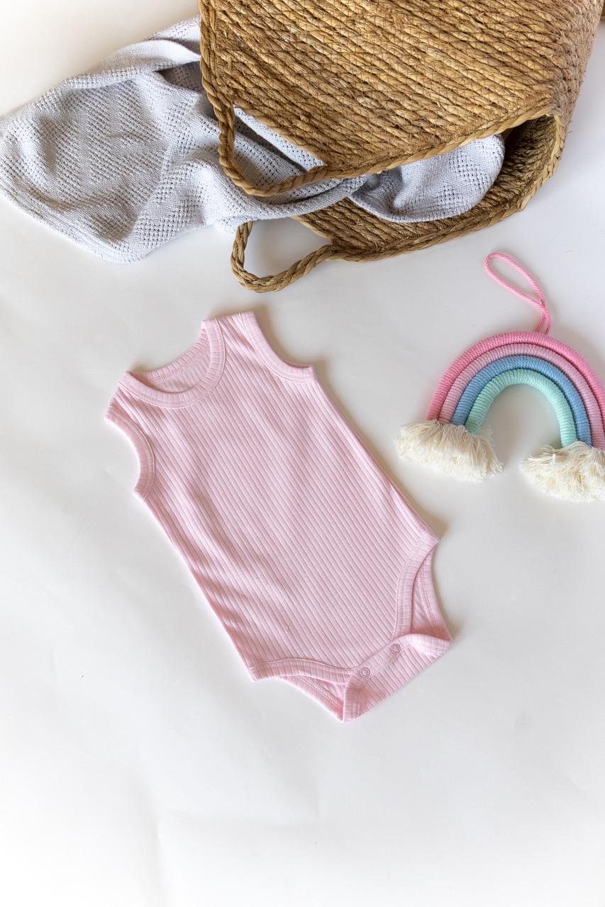 Боди-майка детская интерлок рубчик 74 см Светло-розовый (2685897198)