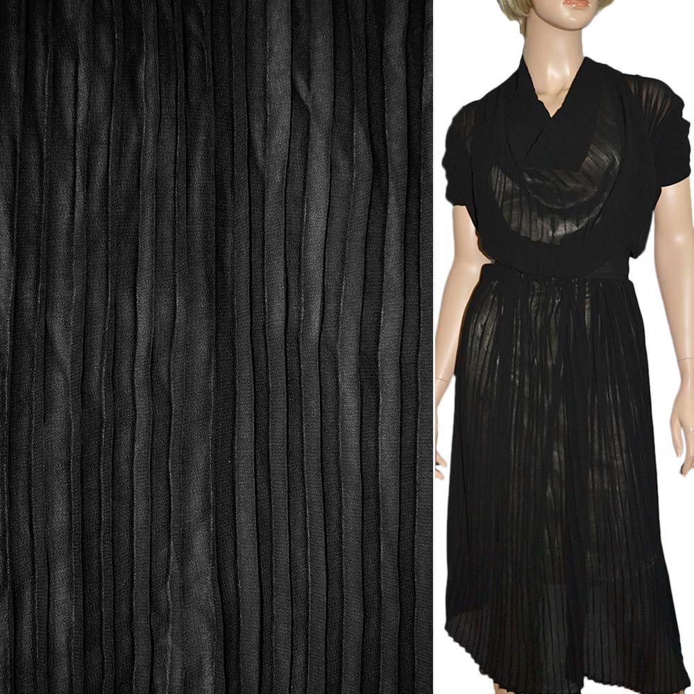 Ткань креп гофре в натянутом виде ширина 140 см Черный (11416.001) - фото 2 Ткань креп гофре в натянутом виде ширина 140 см Черный (11416.001) - фото 2