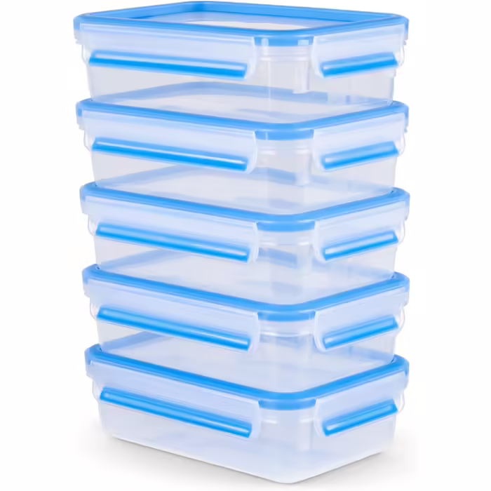 Набор контейнеров прямоугольных с крышками Emsa Clip & Close для хранения продуктов 0,8 л 5 шт. (2670430)