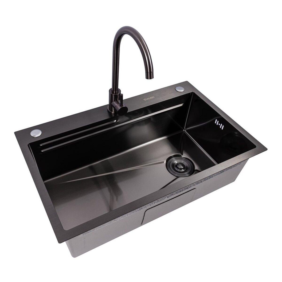 Мийка для кухні Valeso Handmade 3,0/0,8 PVD Work station 75х46B см Чорний (3120075024)