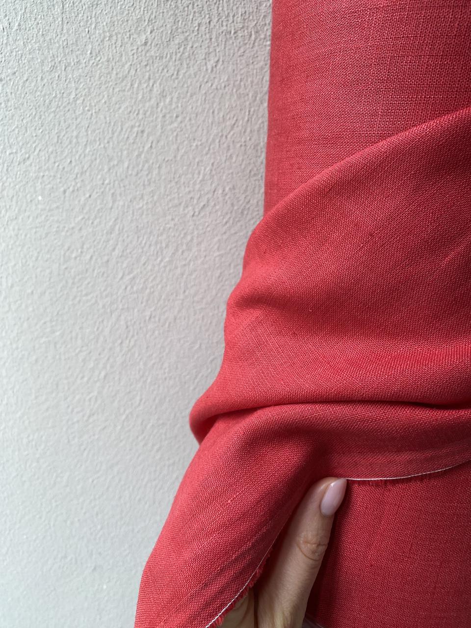 Ткань рубашечно-платьевая LINEN PLUS 100% лен 143 см 1427 Красный - фото 8