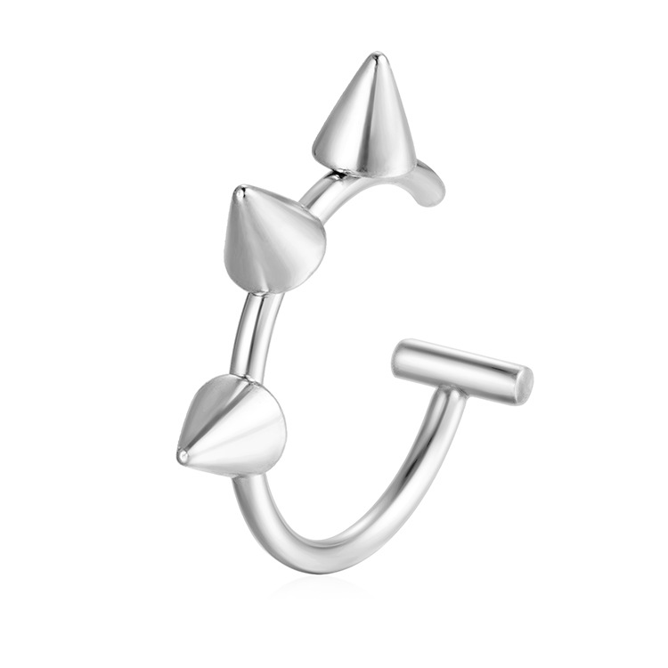 Сережка-обманка для пірсингу Шипи на губу/ніс Сріблястий (9003)