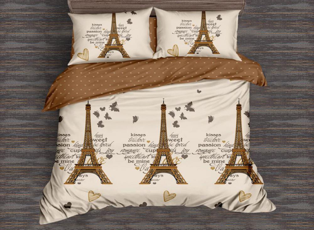 Комплект постельного белья Комфорт текстиль Ранфорс Френч с простынью на резинке 145x215 см 2x70x70 см (КТ_pvu_3807_38_70x70)