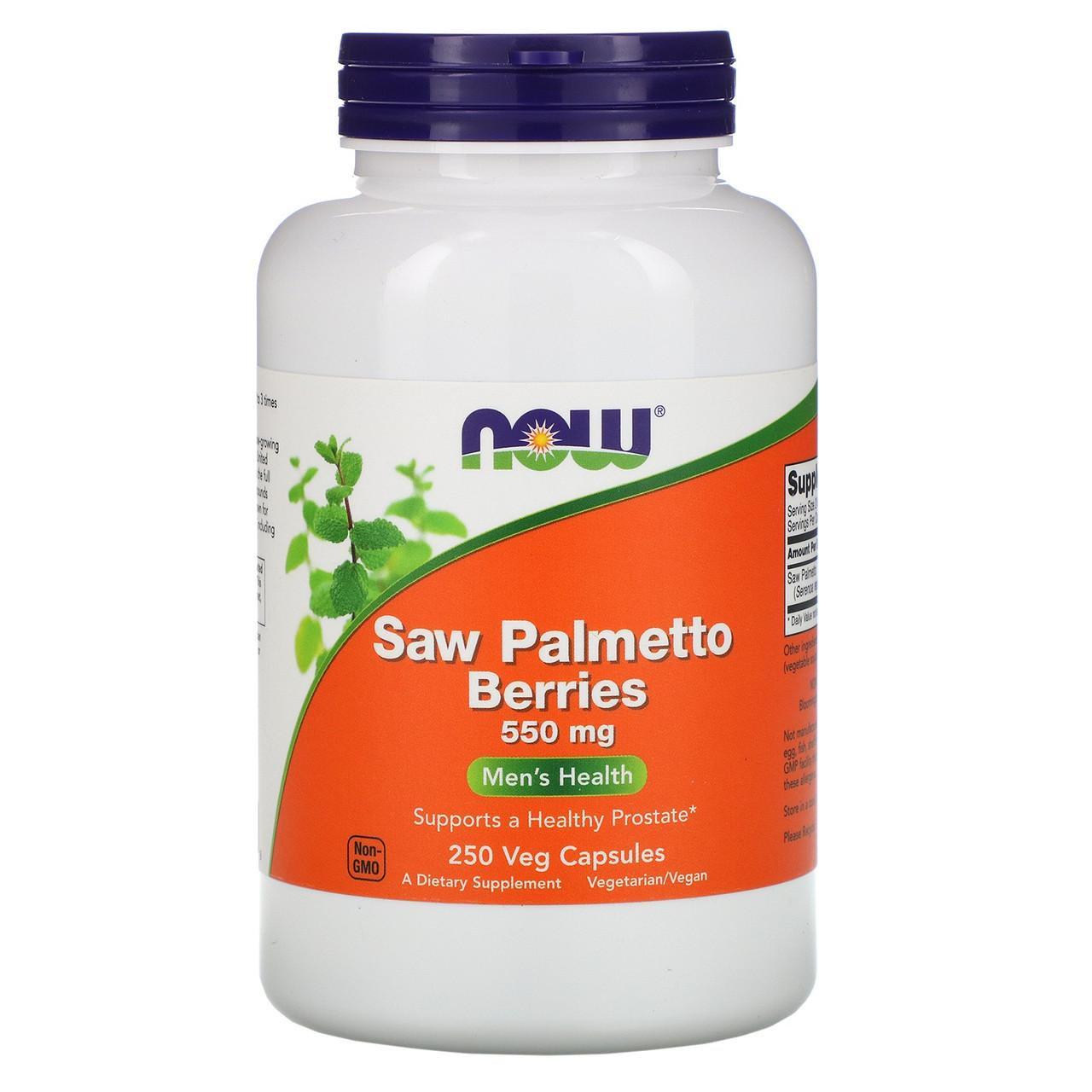 Ягоды пальмы сереноа Now Foods Saw Palmetto Berries для мужского здоровья 250 растительных капс. 550 мг (1245797239) - фото 1
